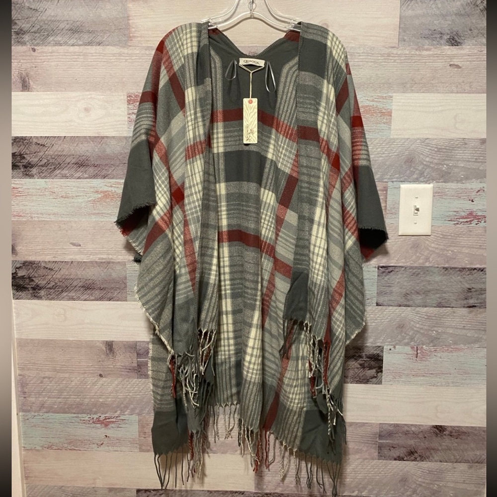 Red & Gray plaid Shall